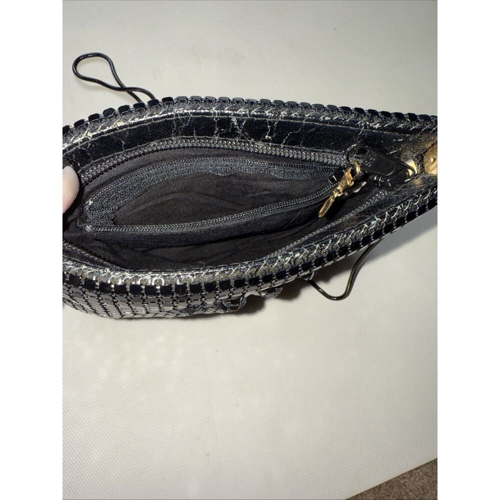 Vintage 1980s Style Black Sequin Metal Mesh Gold Accents Evening Bag - Picture 5 of 5